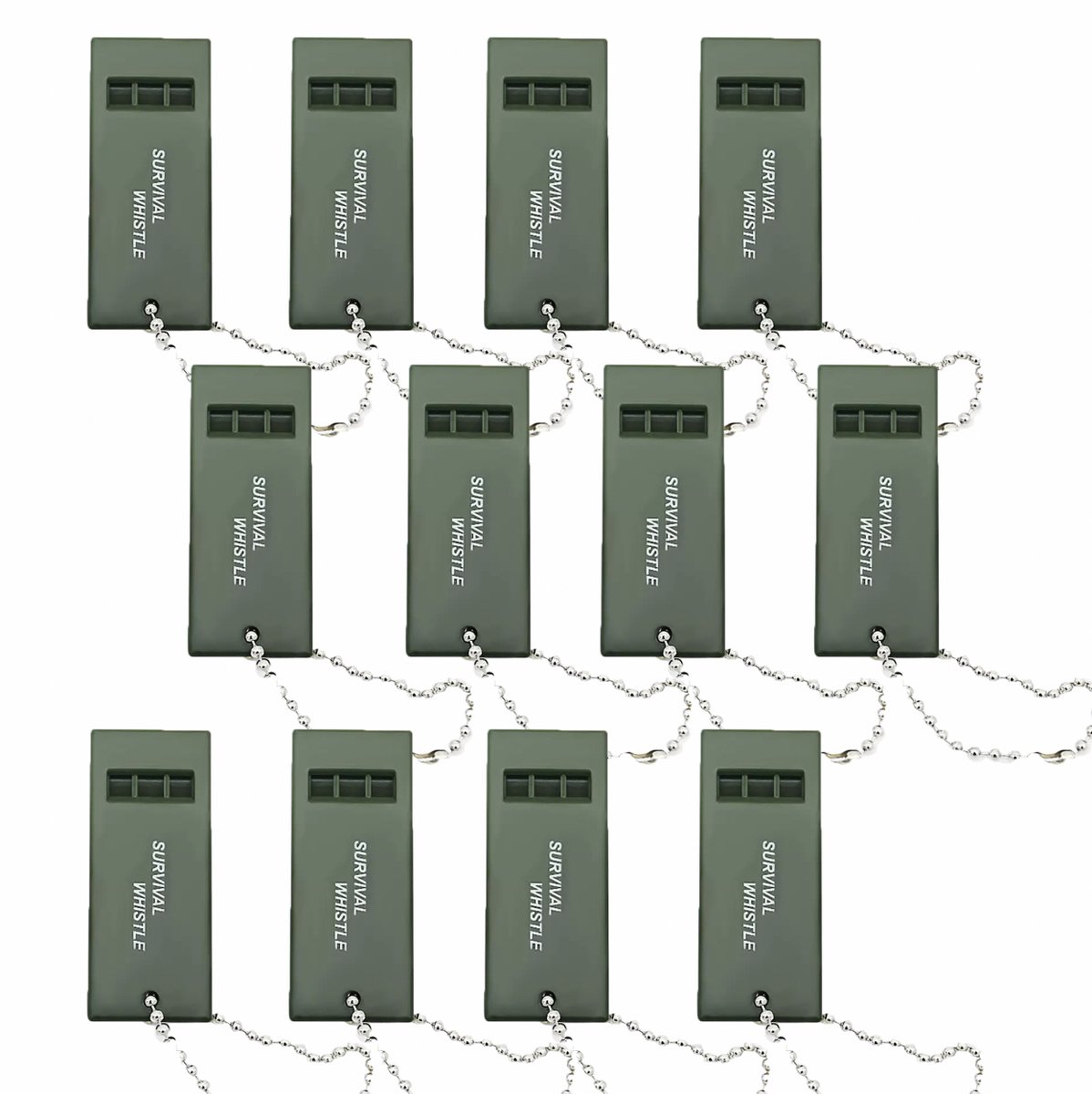 Noodfluit - 12 stuks Survival whistle - Veiligheidsfluitjes - Fluit van plastic met 3 tonen - SOS fluitje met sleutelhanger