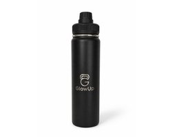GlowUp Magnetische Thermo Waterfles 650ml- Zwart - RVS drinkfles met MagSafe Telefoonhouder - Bidon - Dubbelwandig Geisoleerd - Voor Warme en Koude Dranken - Magnetische Telefoonhouder - Lekvrij - Selfie Drinkfles