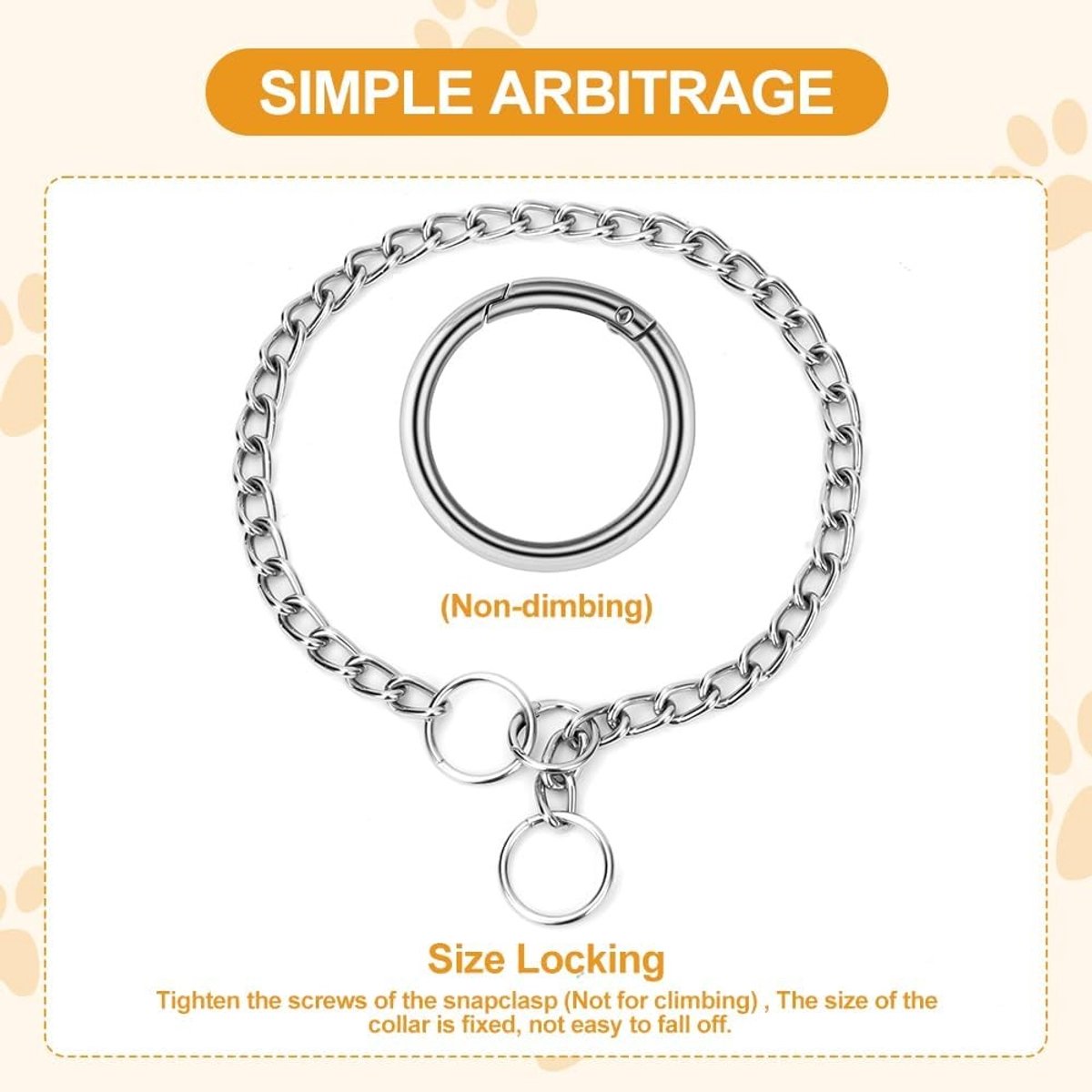 Verstelbare metalen choke ketting voor honden, duurzaam en trekvrij, geschikt voor kleine, middelgrote en grote honden, diameter 3mm, ideaal voor training en controle