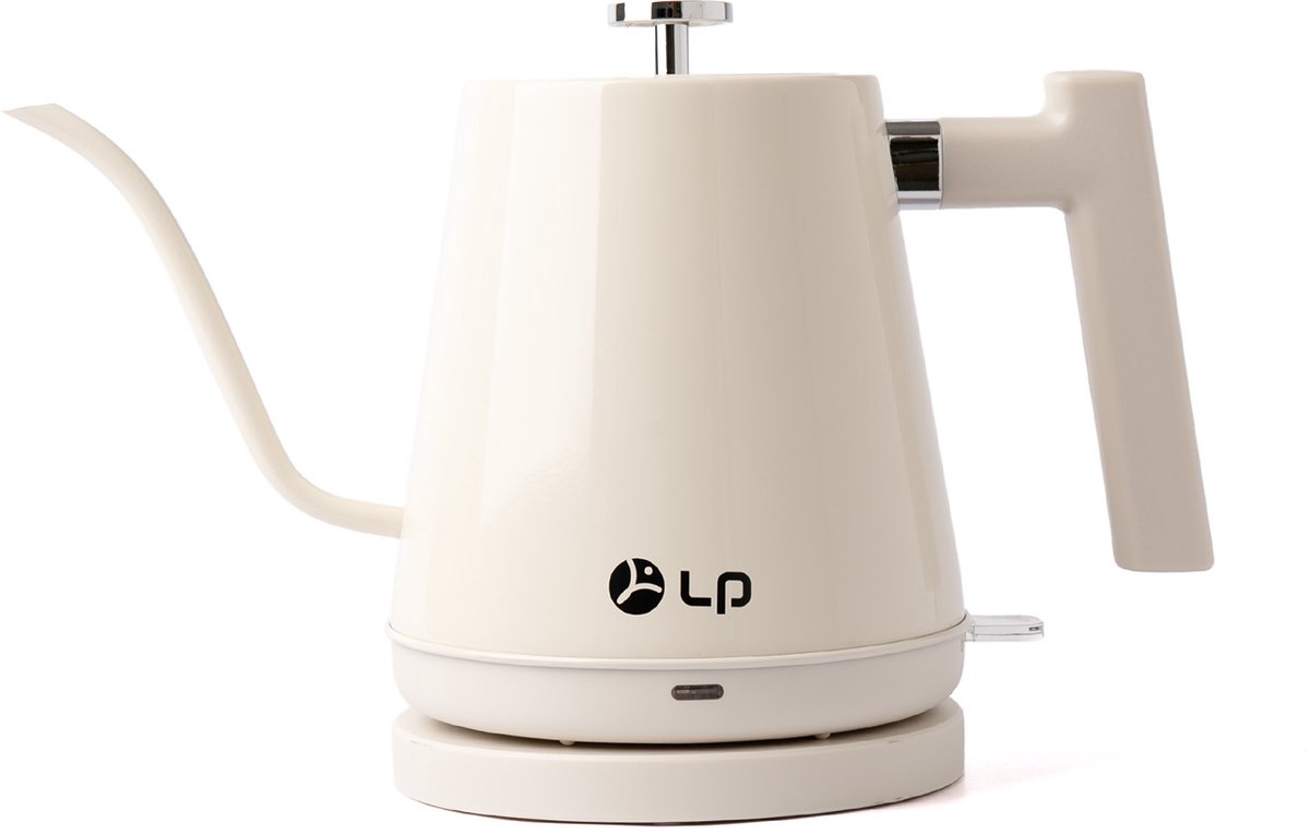 Elektrische Waterkoker 1,8L - Zwanenhals Waterkoker - RVS Binnenkant - Retro Design - Automatische Dekselopening - 360° Draaibare Basis - Voor Koffie En Thee - Crème
