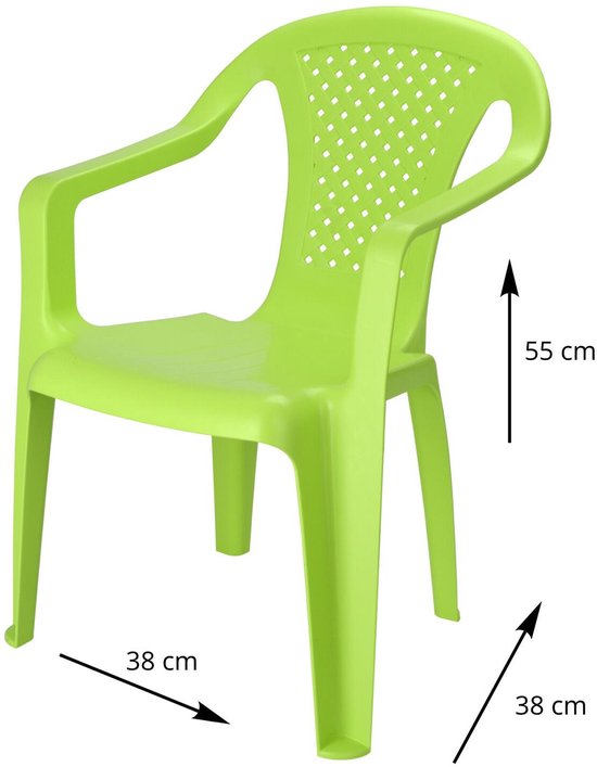 Pro Garden Stoeltjes voor kinderen - 1x - groen - 38 x 52 cm - voor binnen en buiten - kunststof - voor kinderen van 3 tot 7/8 jaar - stapelbaar van Pro Garden — afbeelding 3