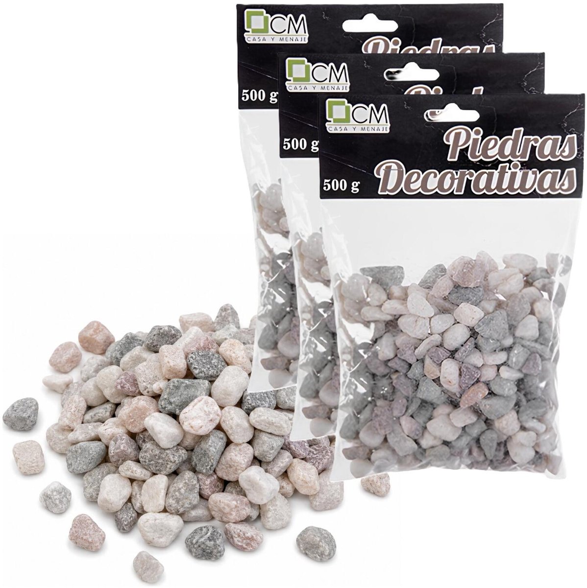 CM Decoratie steentjes - 1500 gram - voor een vaas / aquarium - mini steentjes - rivier kleuren mix - 8-12 mm