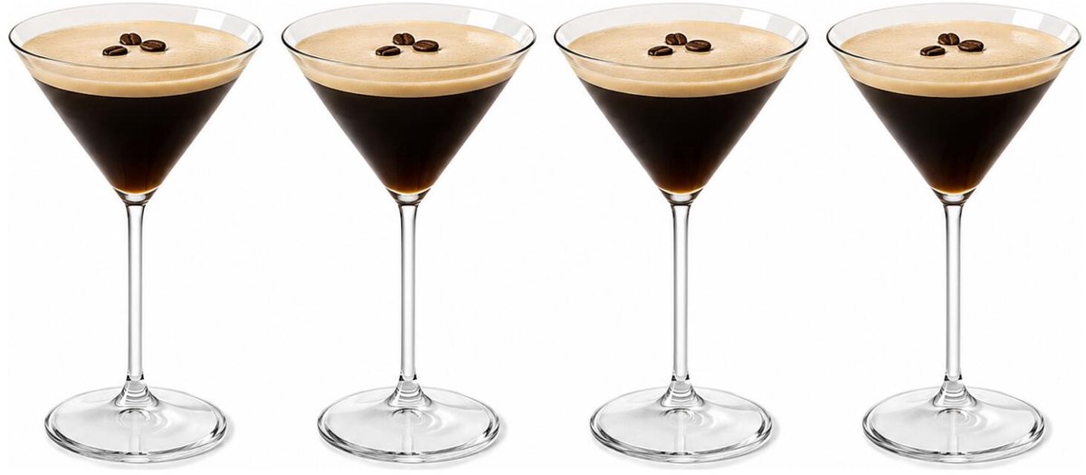 Leknes martiniglazen - 4x - 26 cl - kunststof - onbreekbaar/herbruikbaar - cocktailglazen