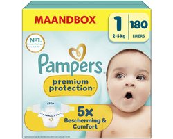 Pampers Premium Protection Maat 1, 180 Luiers, 2kg-5kg