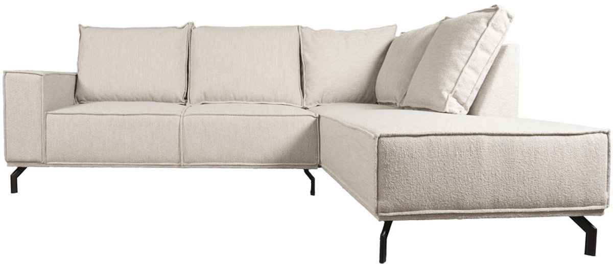 Home67 Hoekbank Ron Boucle Natural 01 - Rechts - Luxe Loungebank in Scandinavische / Hotel Chique Stijl Beige