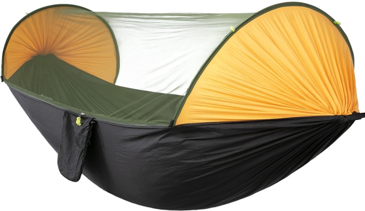 Anti-rollover automatische snel openende klamboe hangmat Outdoor camping dubbele anti-muggen hangmat, afmeting: 290x140cm (geel zwart)