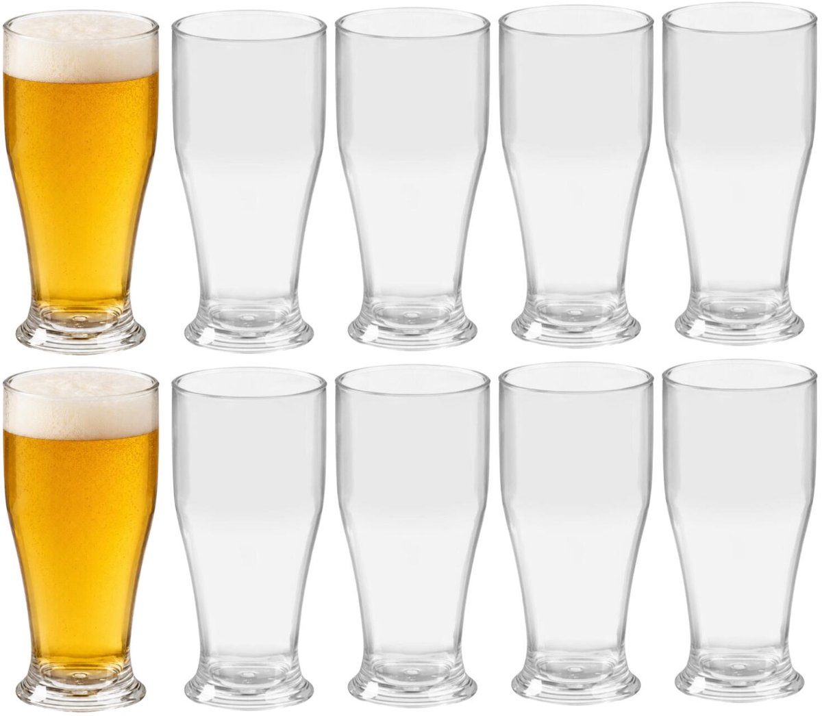 Leknes bierglazen - 20x - kunststof - 520 ml - transparant - onbreekbaar