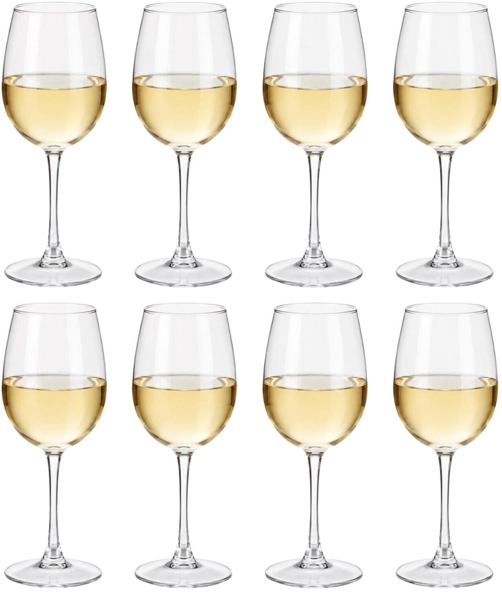 Vivalto wijnglazen set shiraz - 8x - transparant - glas - 465 ml - witte/rode wijnglazen
