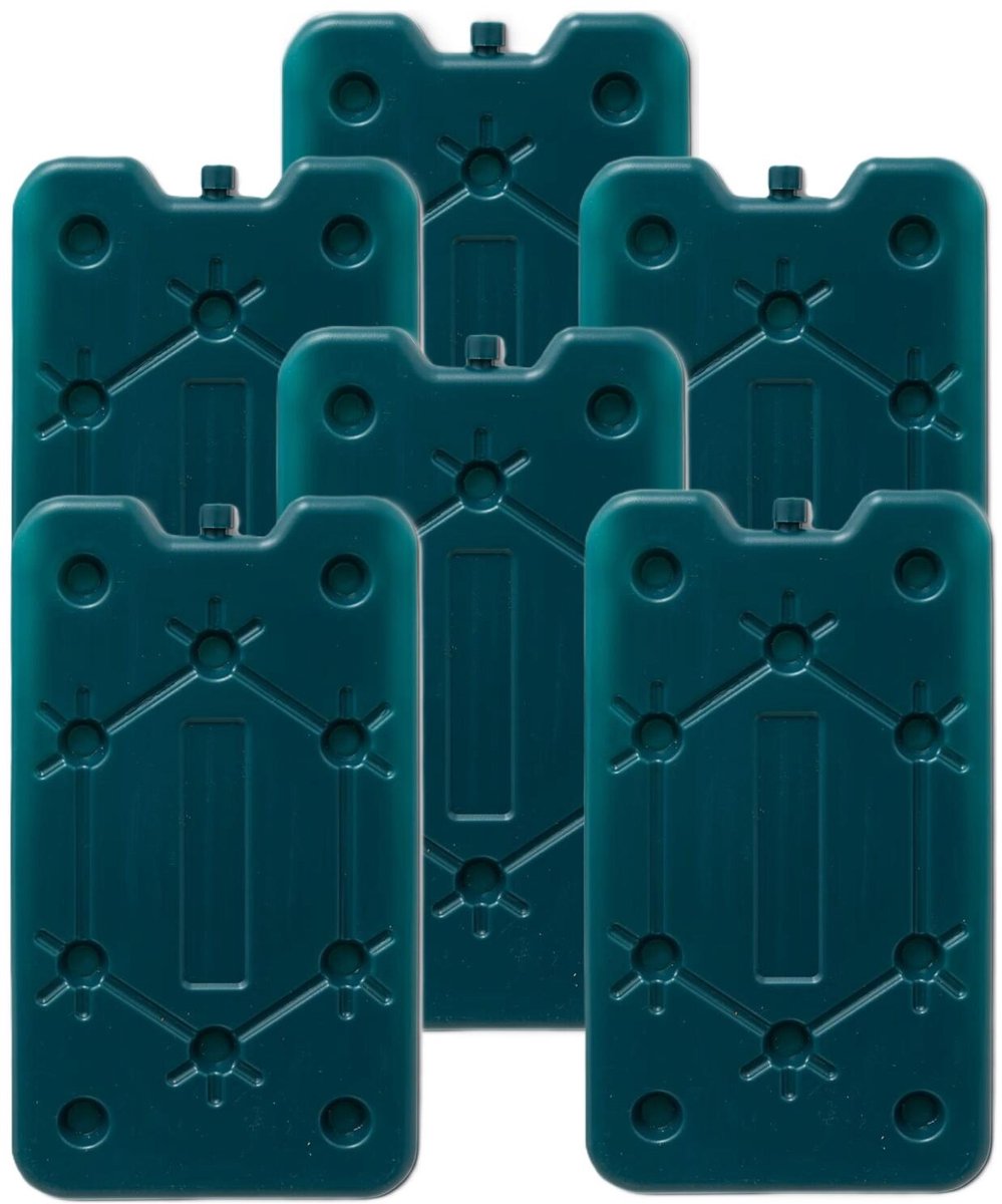 Platten koelelementen - 6x - petrol blauw - polyethyleen - 400 gram - L25 x B14 x H1,5 cm