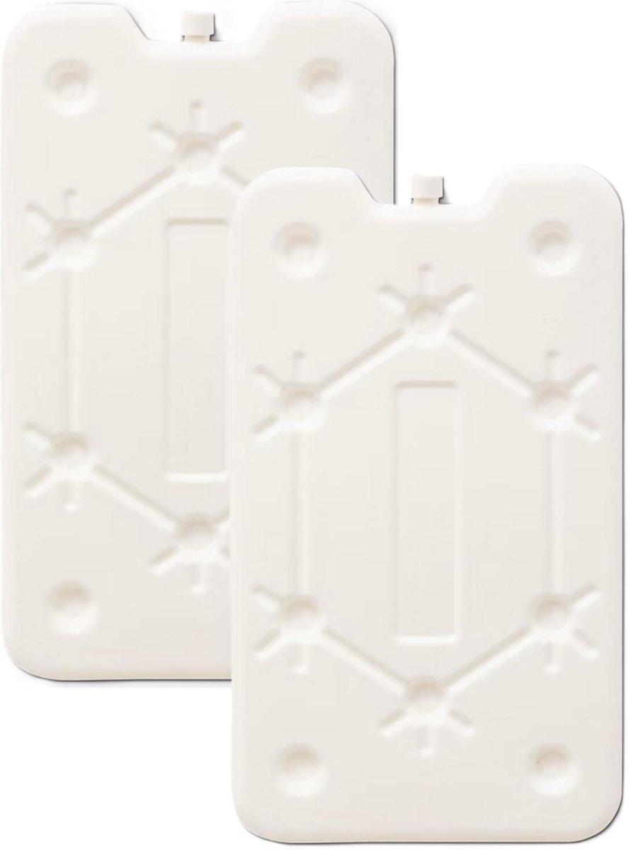 Platten koelelementen - 2x - wit - polyethyleen - 400 gram - L25 x B14 x H1,5 cm