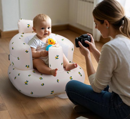 Zitbank voor baby's en peuters - Opblaasbare vloerzit Badkamerstoel en opvouwbaar peuterzitje Kinderzitje Geschikt voor zitten vanaf 3 maanden — afbeelding 5