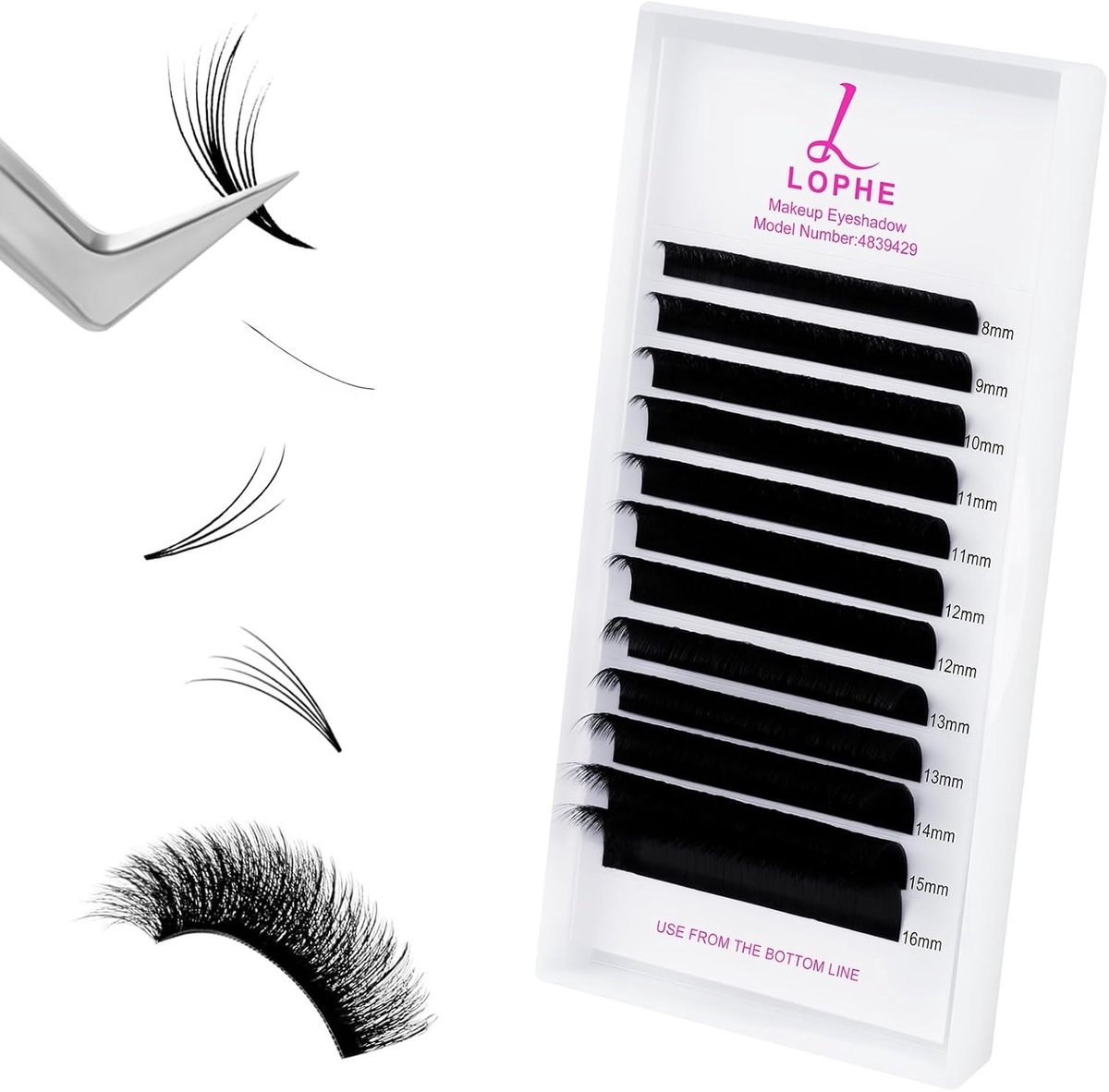 Natuurlijke Wimperextensions, C Curl, 0.05, 8-16 mm, Fluffy, Individuele Wimpers voor Professioneel Gebruik, DIY Set voor een Natuurlijk Effect