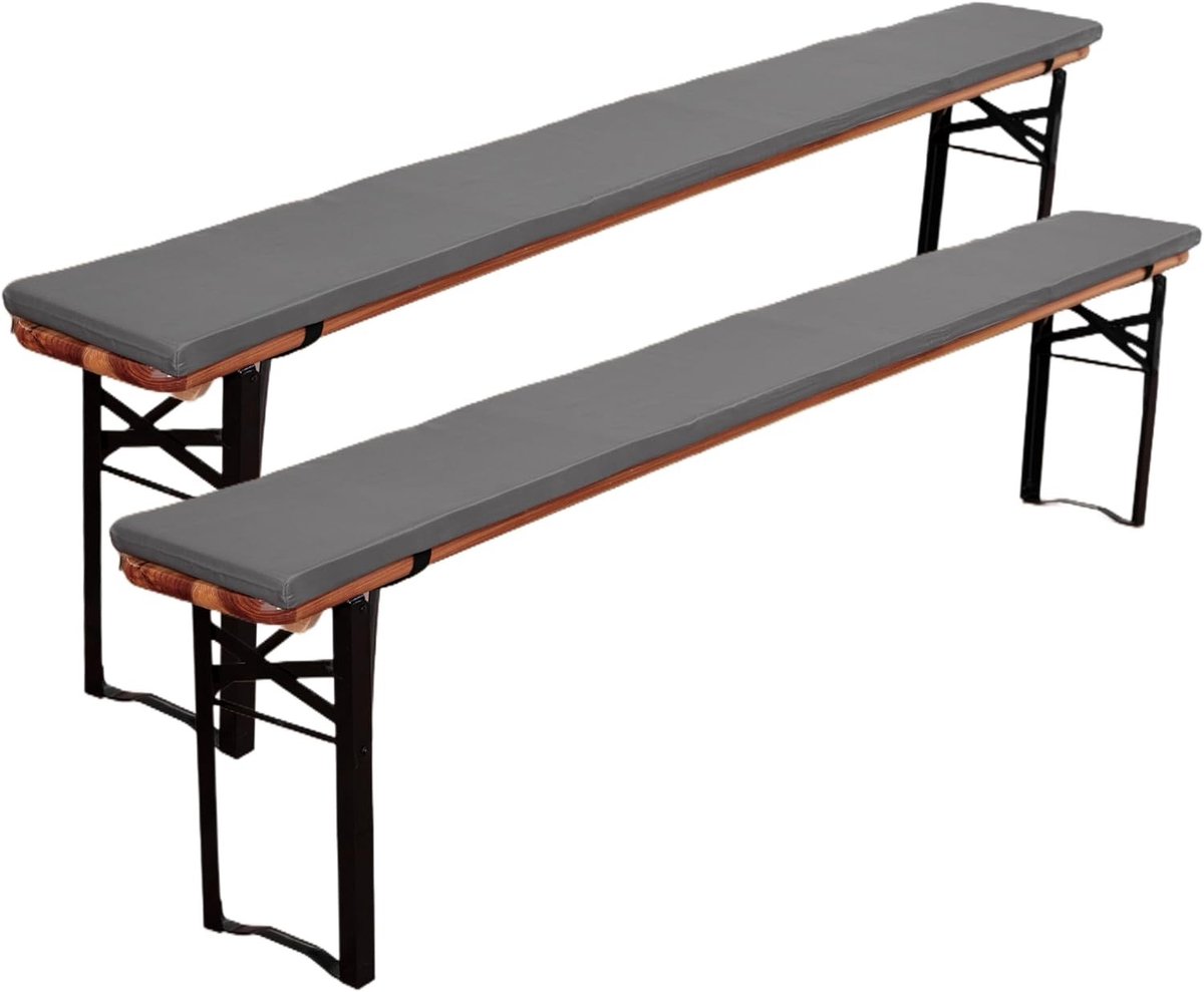 Zitkussen voor Bierbank, Antislip en Waterdicht met Gesp, 220 x 25 x 3 cm, Set van 2, Perfect voor Tuin en Terras