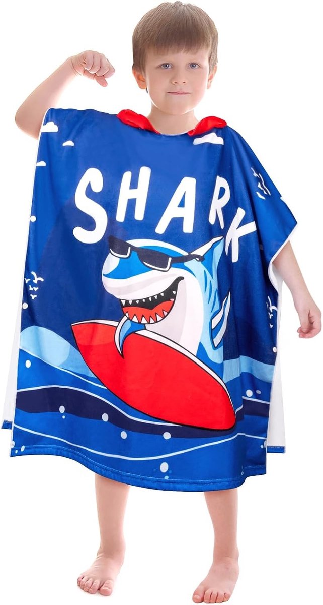 Badponcho voor Kinderen met Kap - Microvezel Badhanddoeken, Ultra Absorberend, Cartoon Zwemponcho, Ideaal voor Douche en Zwemmen