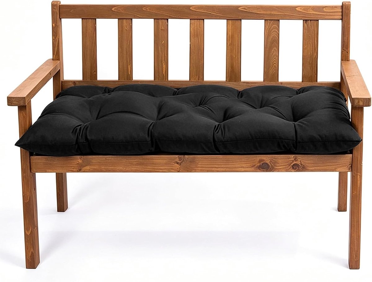 Zitkussen voor Tuinbank 100 x 50 x 10 cm, Waterafstotend, Dikte en Comfort voor Buiten, Geschikt voor Balkon en Terras, Zwart