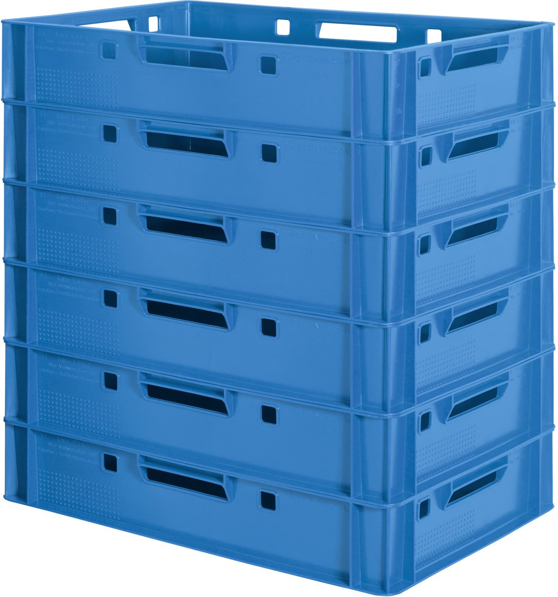 6 E1 Vleeskratten, Blauw, Eurobox, Voedselveilig, Slagerskist, Opbergdoos, Plastic Bak, Stapelbaar, 60 x 40 cm, Kingpower