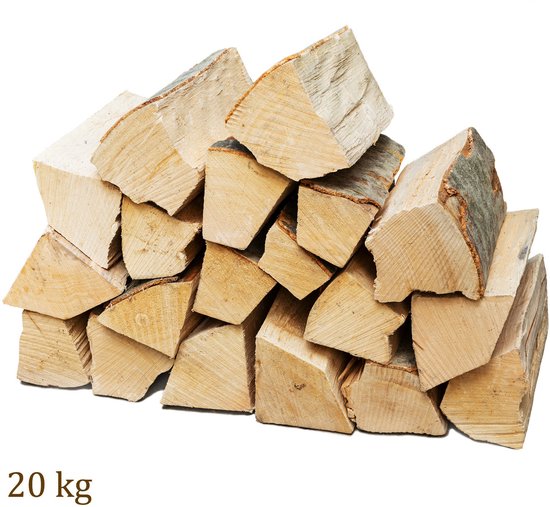 Stapel droog, gespleten beukenhout, 20 kg.