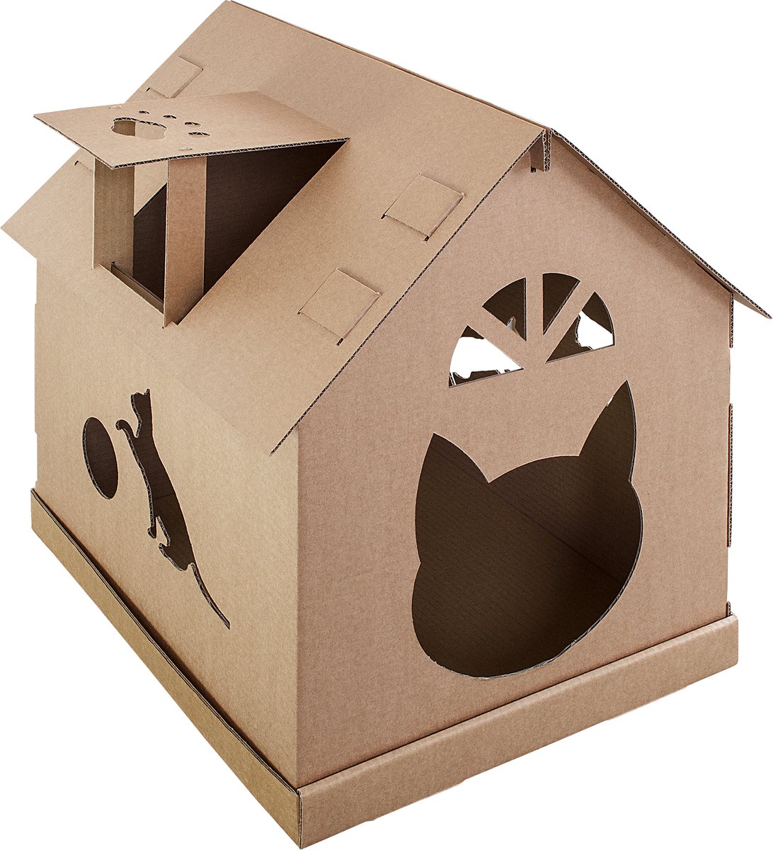 Kattenhuis, Kattennest, Kattenhol, Kartonnen huis, Kartonnen speelhuis, Kattenkasteel, Kattentoren – Petigi Kattenmeubels, Krabmeubels, Kartonnen kattenhuis