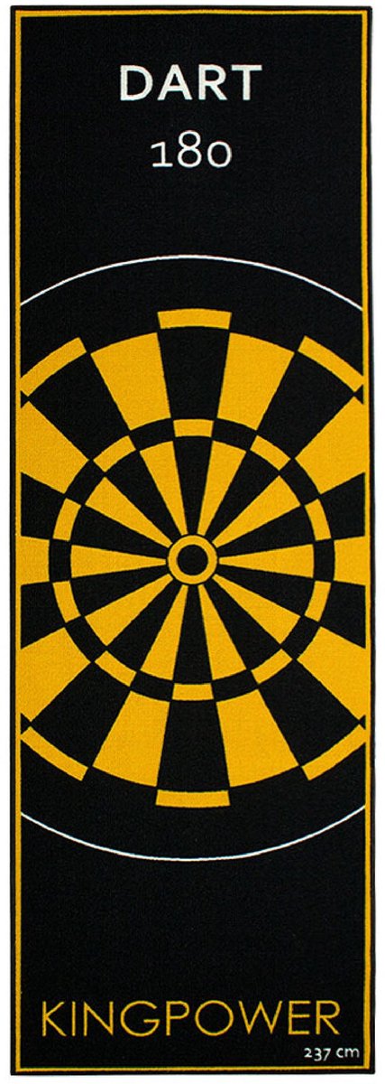 Dartmat, doelmat, werpmat, stalen darts, dartbordaccessoires, dartmat, dartwerplijnbeschermer, rubberen vloer, dartbord, geel, 237 x 80 cm, Kingpower