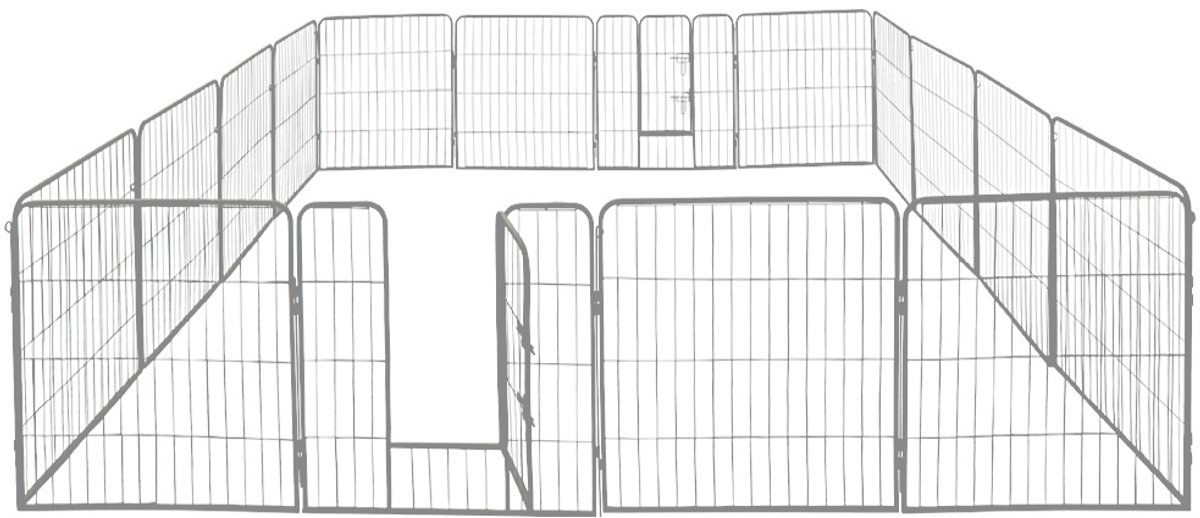 16-zijdige puppyren – Huisdierverblijf, buitenren, vrijloopkooi, puppyhek – 100 cm – Zilver – Petigi