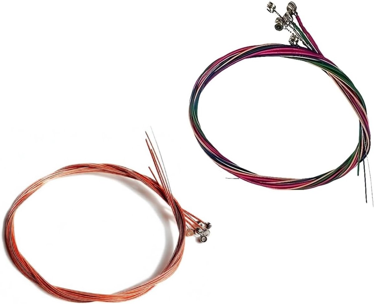 Set van 12 roestvrijstalen gitaarsnaren voor akoestische gitaar, vervangende snaren in koper en multicolor, duurzame kwaliteit en uitstekende klank