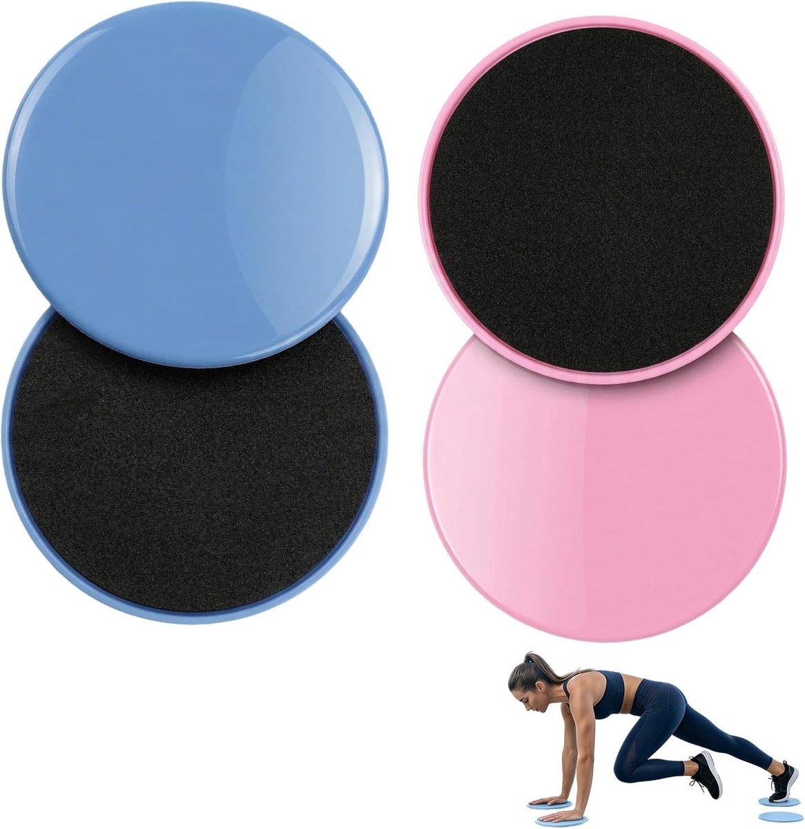 Core Sliders Gliding Discs voor Oefeningen - Set van 4 Dubbelzijdige Fitness Discs, 17.5cm voor Pilates en Thuis Workout, Ideaal voor Core Training en Stabiliteitsoefeningen