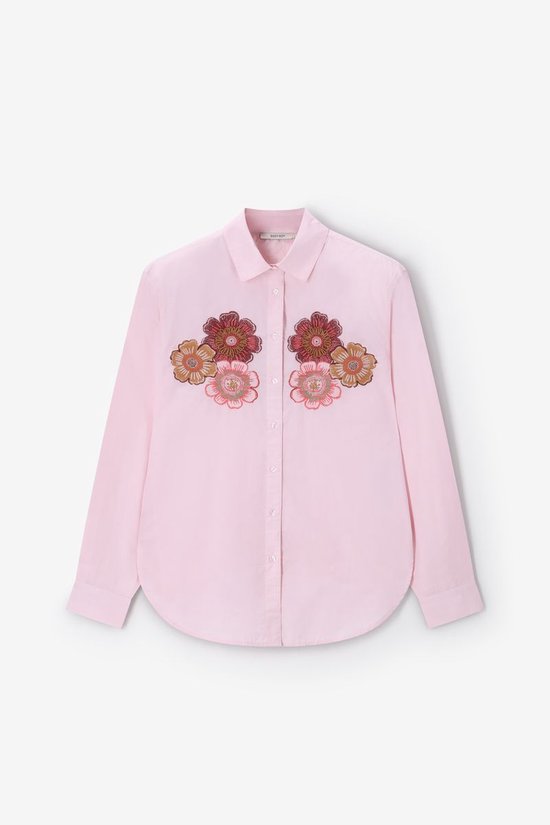 Lichtroze Poplin Blouse Met Embroidery