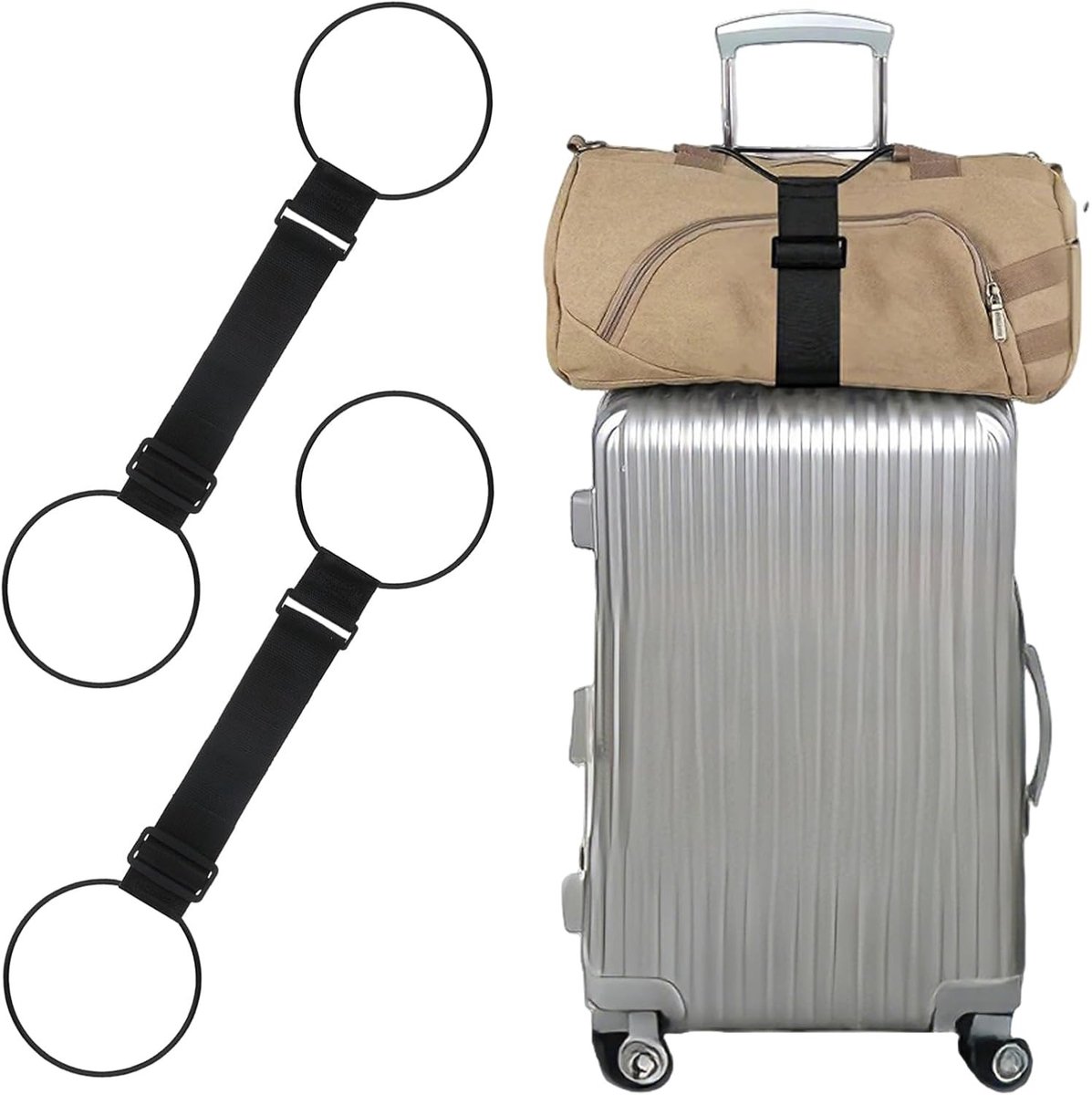 Verstelbare Elastische Bagagestraps met Hoge Elasticiteit en Sterke Buckle voor Reizen en Buitenactiviteiten - 2 Stuks