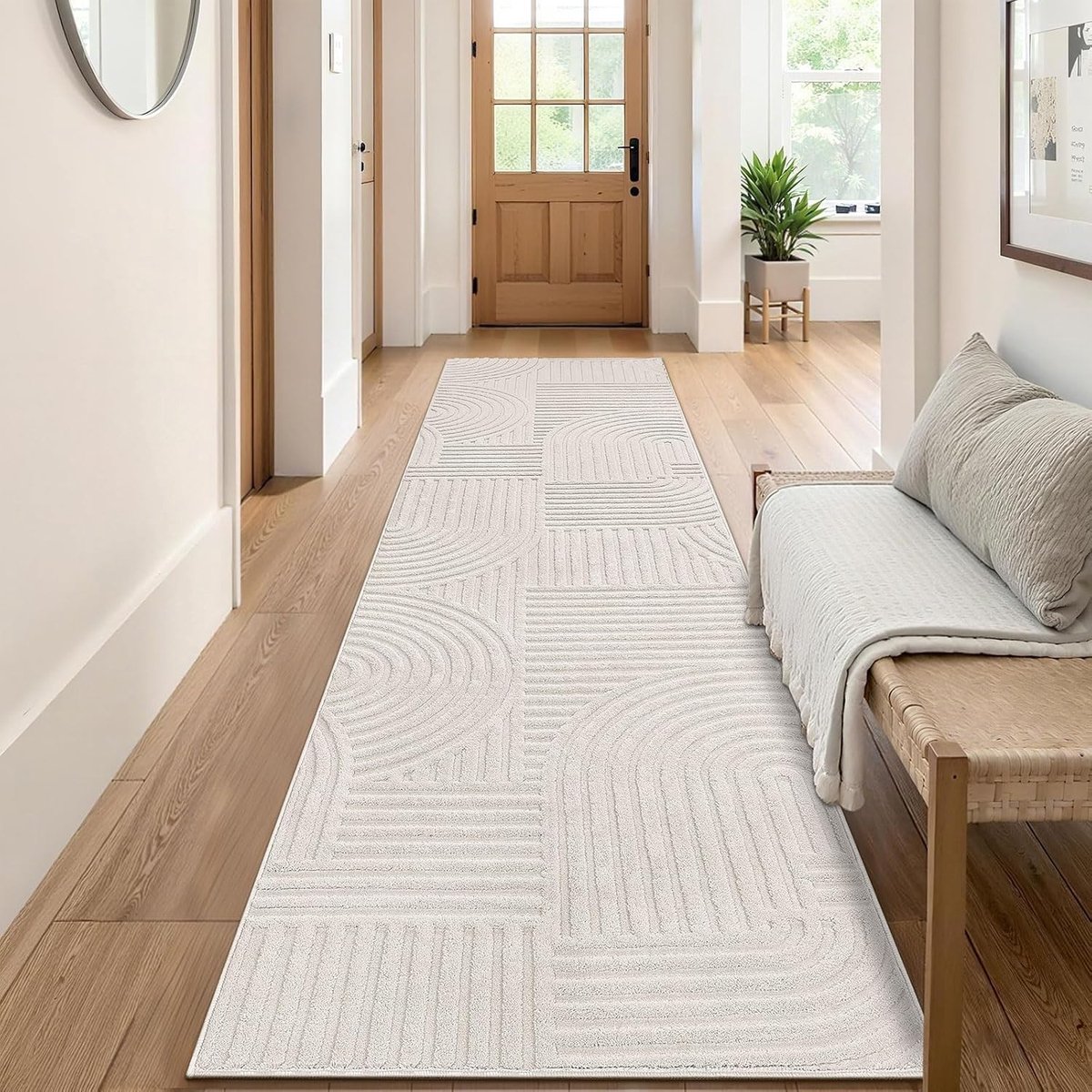 Lange Beige Vloerkleed Loper 60 x 240 cm, Wasbaar en Antislip voor Keuken, Hal en Woonkamer