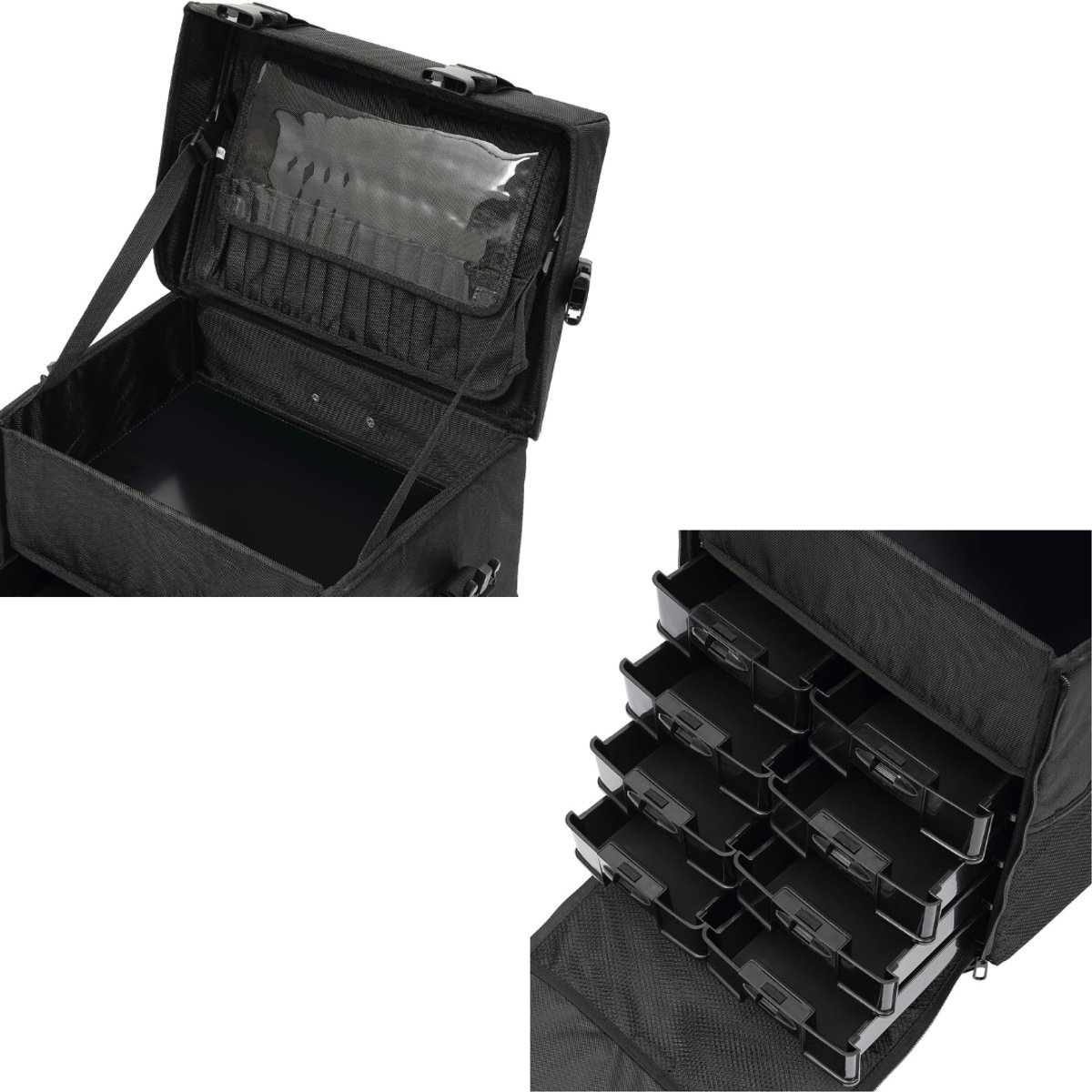 CLGP® Kapperskoffer - Kapperstrolley - Mobiele Koffer voor Kappers - Beauty Koffer - Pedicure Koffer - Nagelstyliste Koffer - Visagie Koffer -Zwart