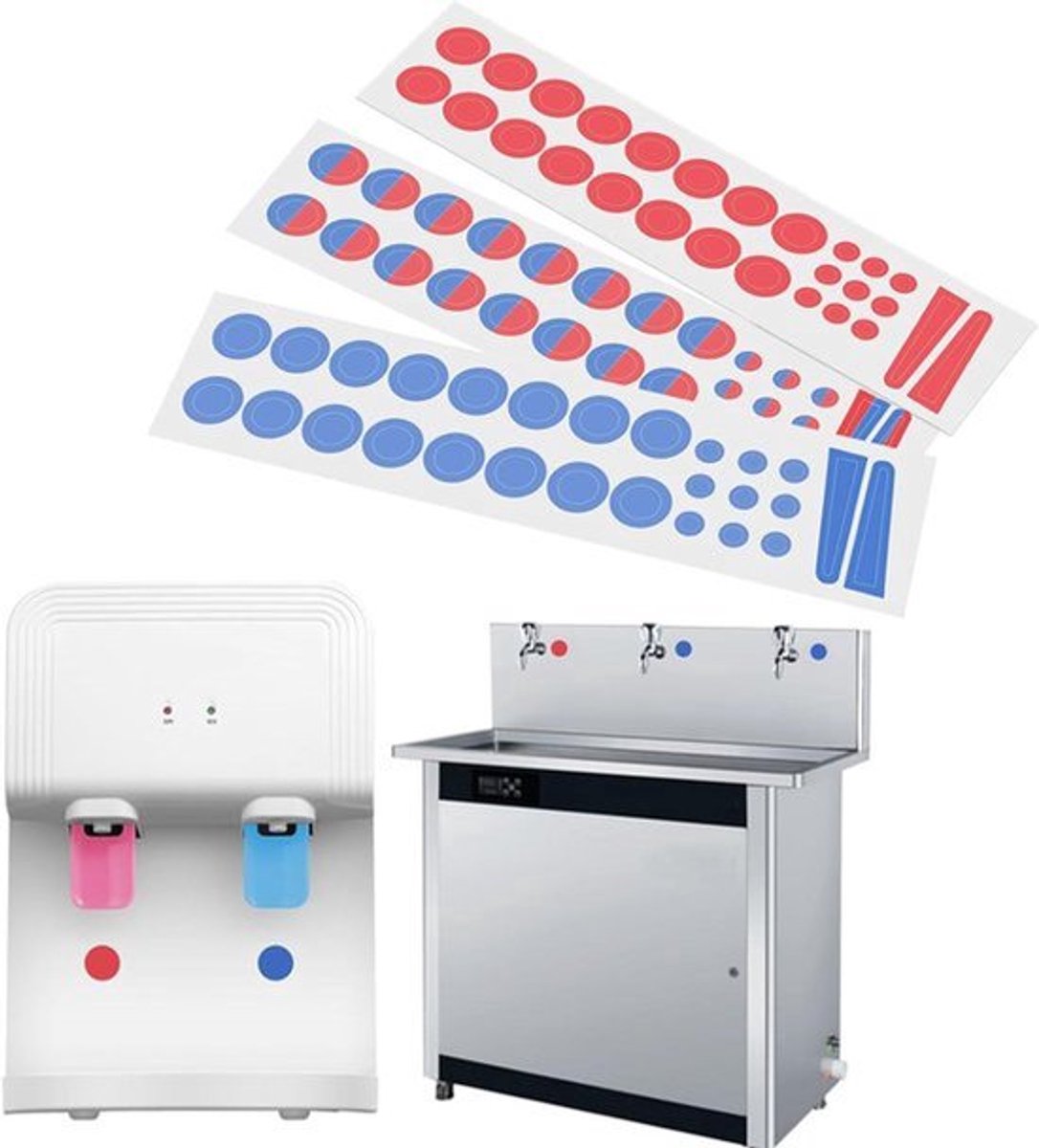 Rode Set van 3 Kraanstickers - Diameter 1 cm/8 mm/3 mm - Geschikt voor Kranen Thuis, in de Badkamer en Keuken - Zelfklevende Etiketten voor Warm en Koud Water