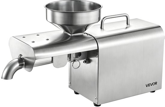 VEVOR Elektrische Oliepers 3,75 Kg/U, Oliemolen 750 W, Automatische Oliepersmachine met Warmpersen (50 °C-300 °C) en Reinigingsborstel, Oliemachine voor Pinda's, Sesam, Sojabonen en Amandelen, Roestvrij Staal van Vevor — afbeelding 2