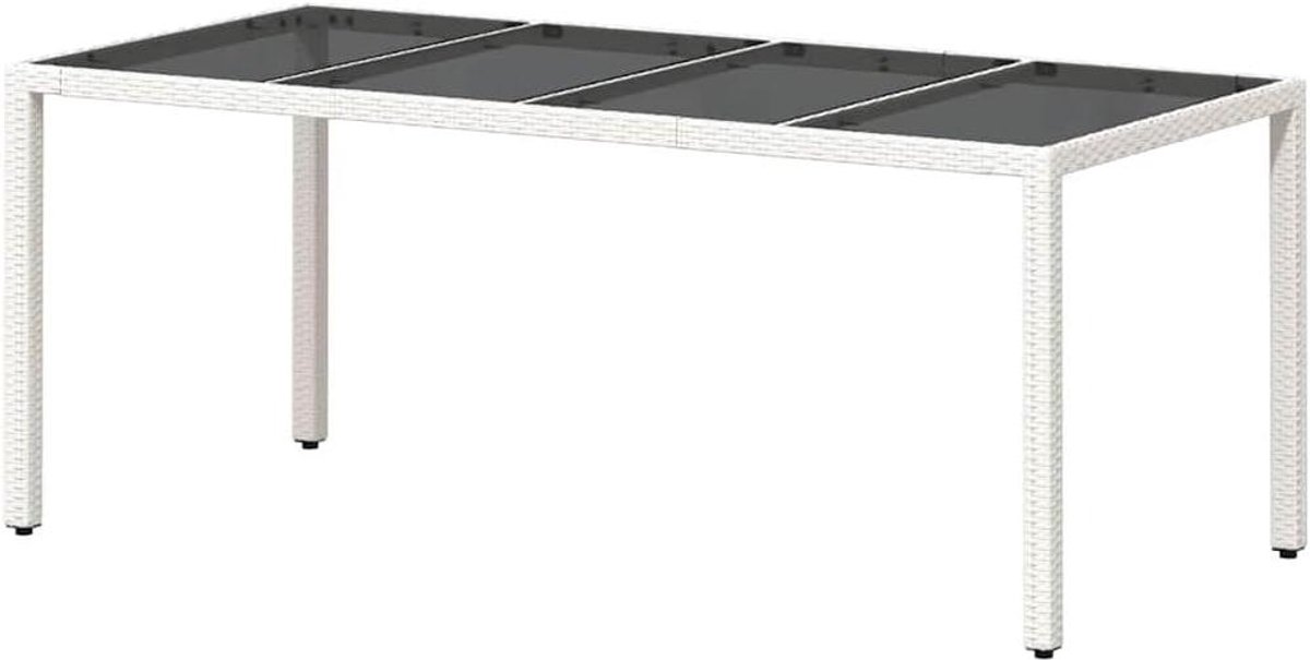 Tuintafel Polyrotan - Terrastafel Buiten - Gezellig Buiten Zitten - Weerbestendig Materiaal - 190 x 90 x 75 cm - Wit