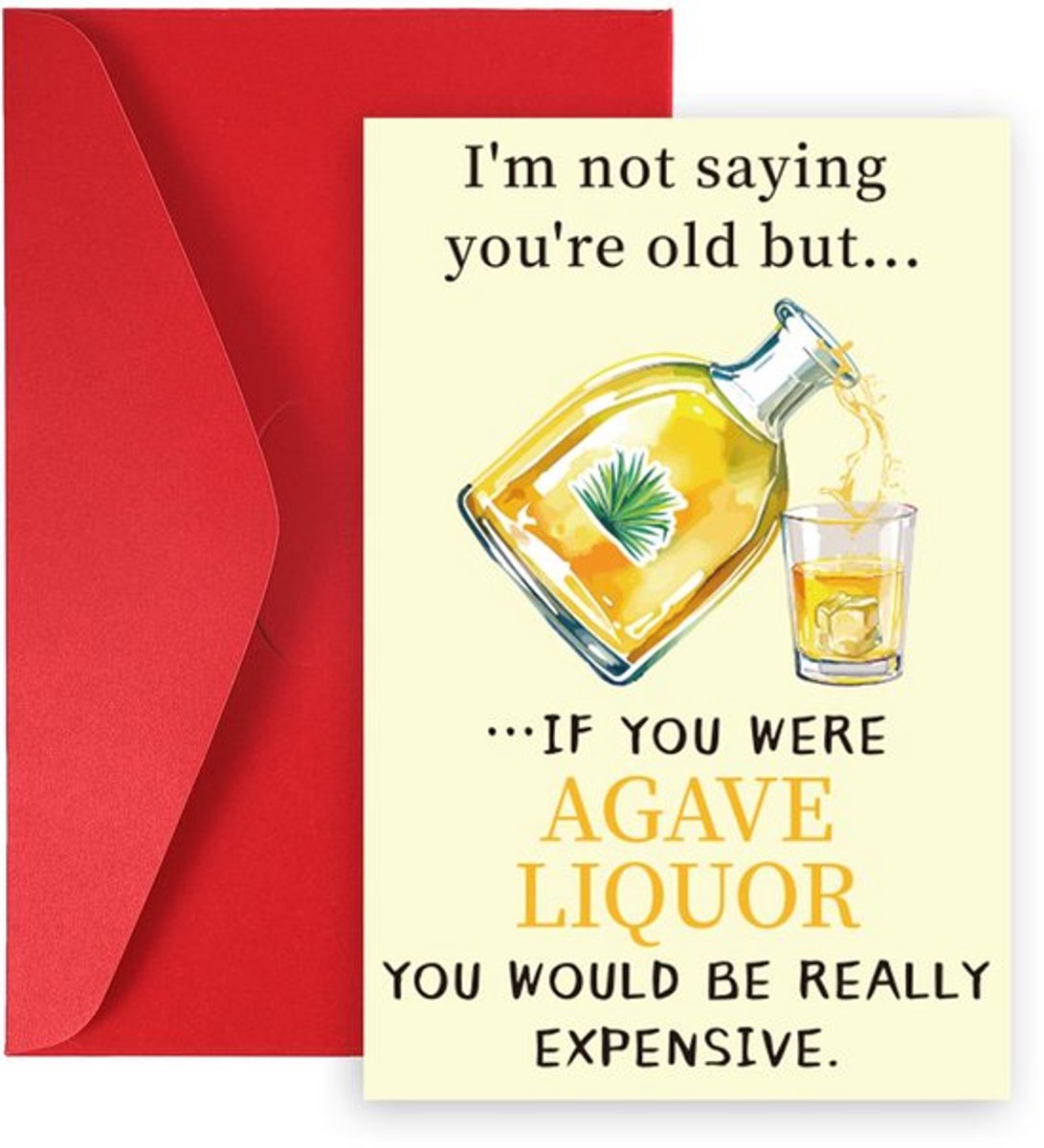 Grappige Tequila verjaardagskaart voor hem, haar, 20,5 x 13,5 cm, humoristische agave likeur thema wenskaart met envelop, verjaardagsfeestdecoratie voor echtgenoot, vriend, kameraad, cadeaus