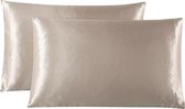 Happy Goods® Luxe Silk Miracle Pillow - P Zijden/Satijnen Kussensloop - 60x70cm - Champagne