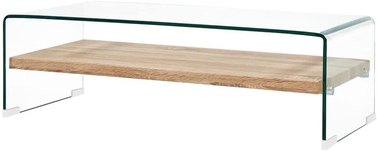 Salontafel - Koffietafel Bijzettafel - Woonkamer Organiseren - Geïntegreerde Opbergplank - 98 x 45 x 31 cm - Transparant