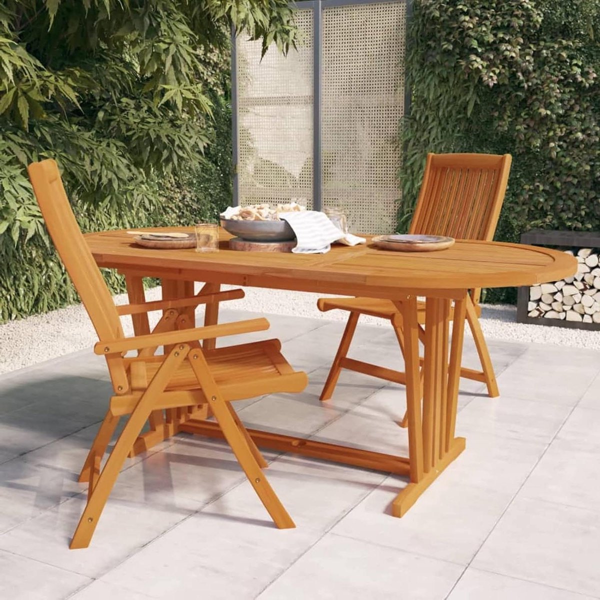Uitschuifbare tuintafel - Buiten eettafel - Buiten dineren - Massief eucalyptus hout - 200 x 100 x 75 cm - Houtkleurig