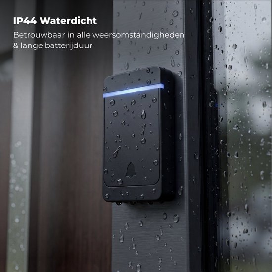 Bangosa Draadloze Deurbel met 2 Ontvangers - Stopcontact Ontvangers Zonder Batterijen - IP44 Waterdicht - 300m Bereik - Plug & Play - Zwart — afbeelding 3