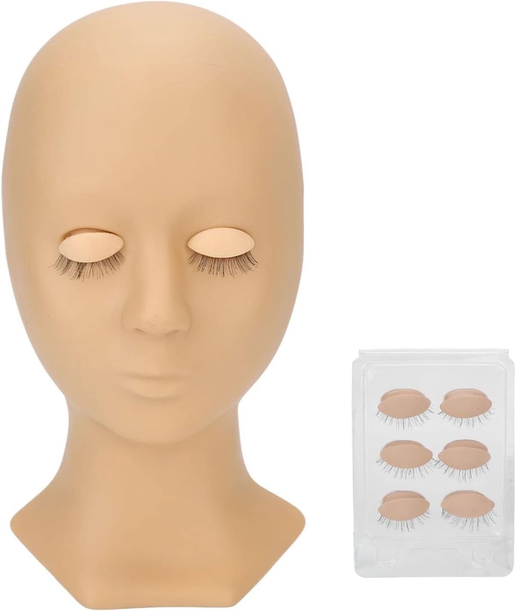 Eyelash Extension Trainingshoofd van Silicoon met 4 Vervangbare Ogen voor Oefening en Make-up Training