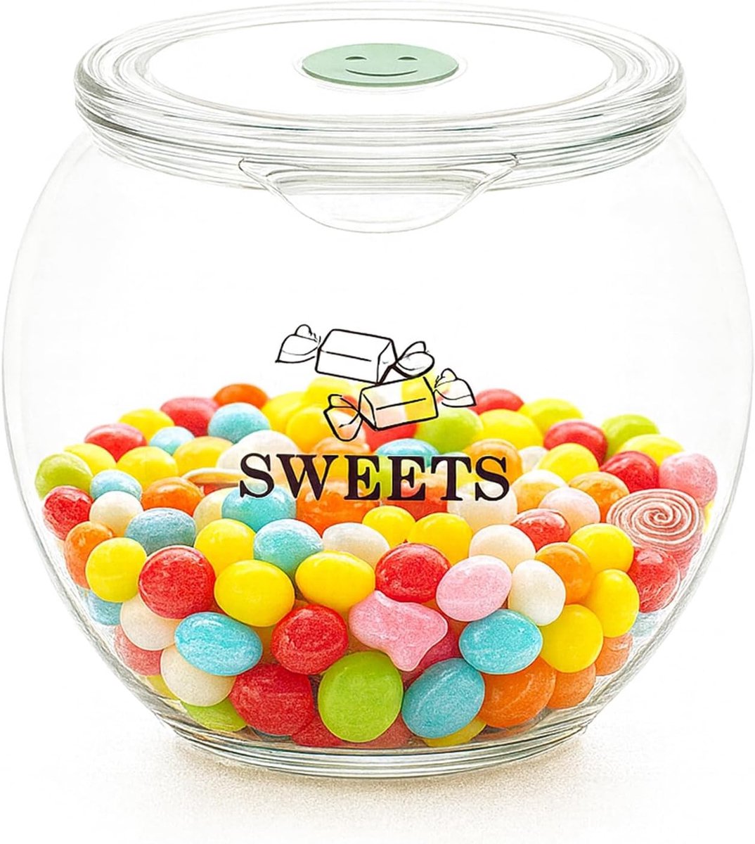 Airtight Koektrommel met Plastic Deksel 2.2L voor Koekjes, Snacks en Gedroogd Fruit - BPA-vrij, Transparant en Met Rubber Ring voor Optimaal Bewaren