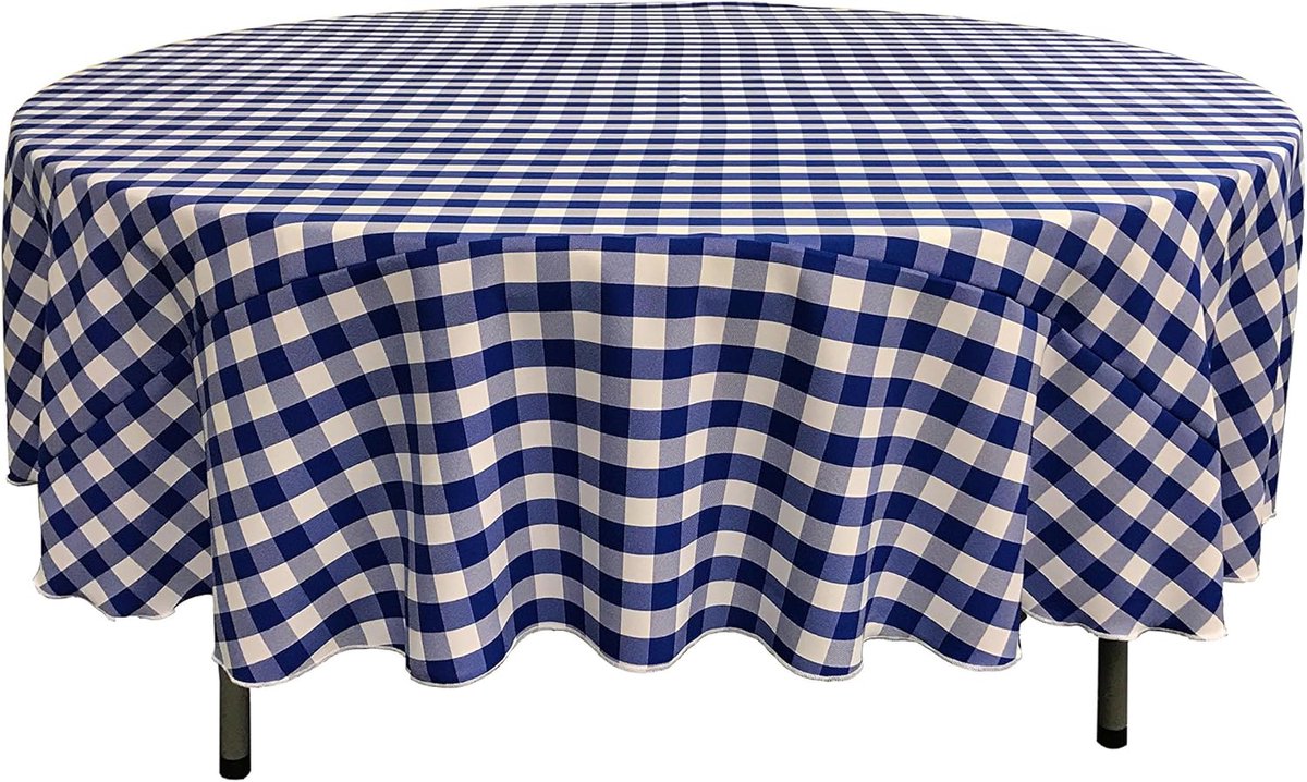 Tafellaken Rond - Tafelkleed - Tafel Decoratie - Garen geverfd - 228 cm - Roze Wit