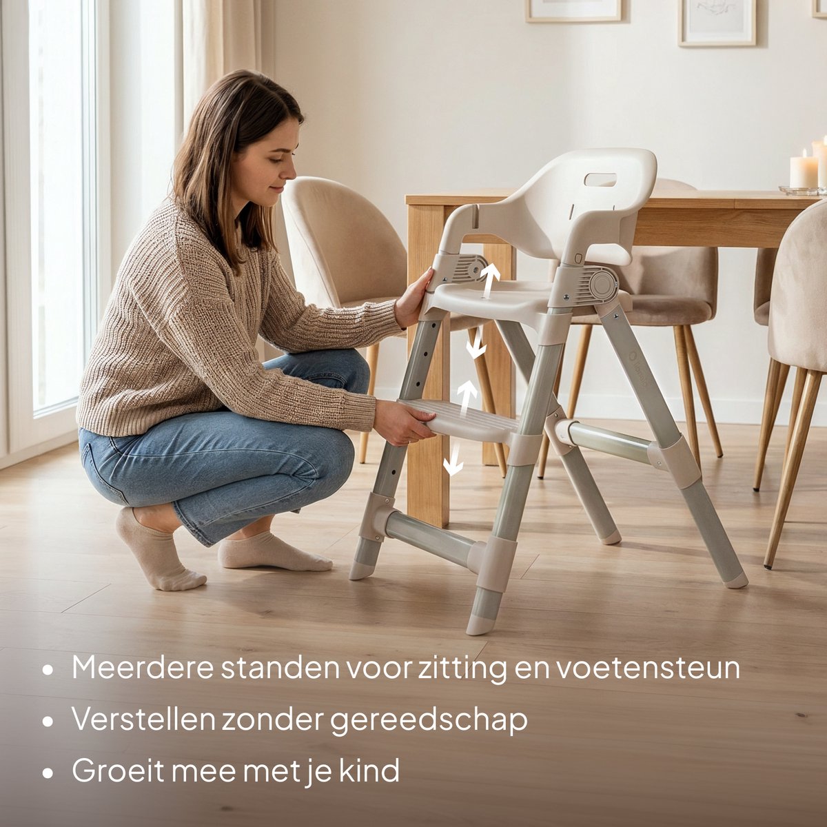 Lionelo Matt Kinderstoel 3in1 – Meegroeiende Eetstoel van 6 Maanden tot 110 kg – Opvouwbaar – Verstelbare Zitting & Voetensteun – 5-Puntsgordel – Afneembare Tray – Compact Design – Kinderstoel voor Baby, Kind en Volwassene – foto 8