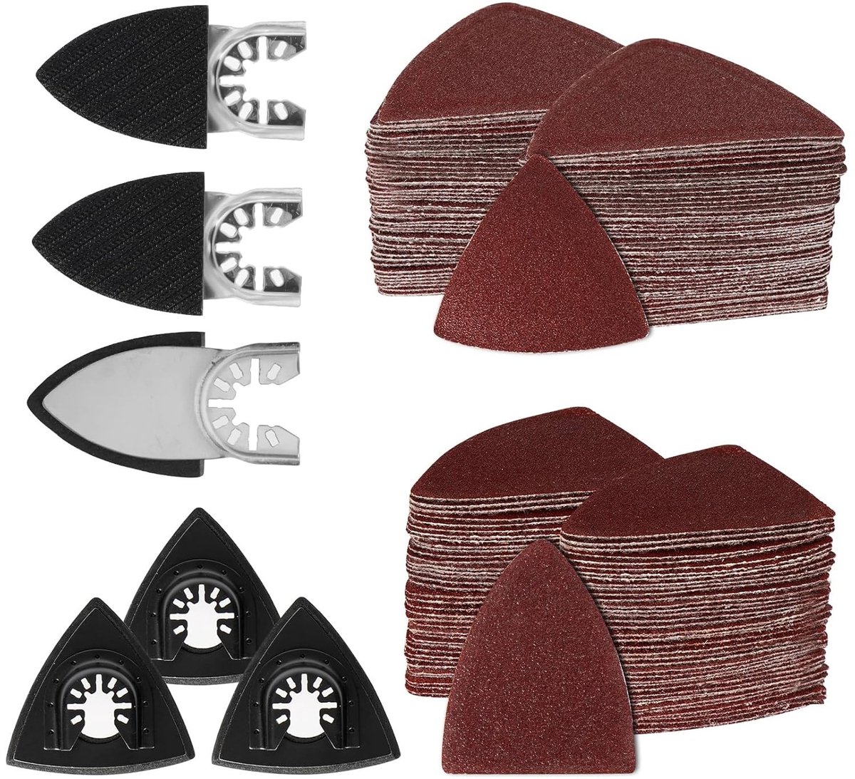 Complete Set van 156 Multitool Schuurpapier Accessoires met Schuurpads en Schuurdiscs voor Diverse Toepassingen, Inclusief 150 Schuurvellen in Meerdere Korrelgroottes