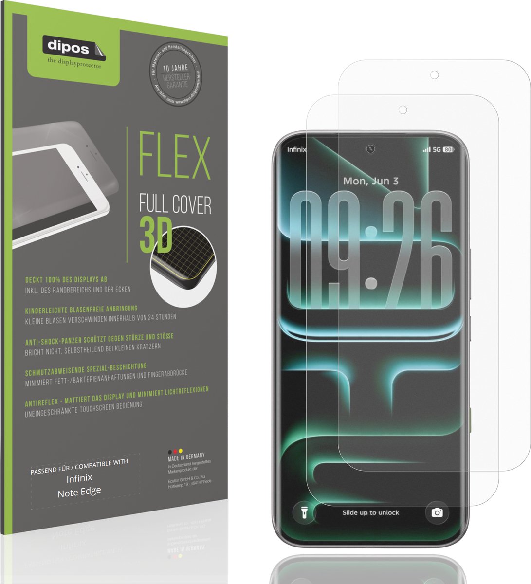 dipos FLEX – 2x Matte Screenprotector geschikt voor Infinix Note Edge | Volledige Schermbescherming | Case-Friendly