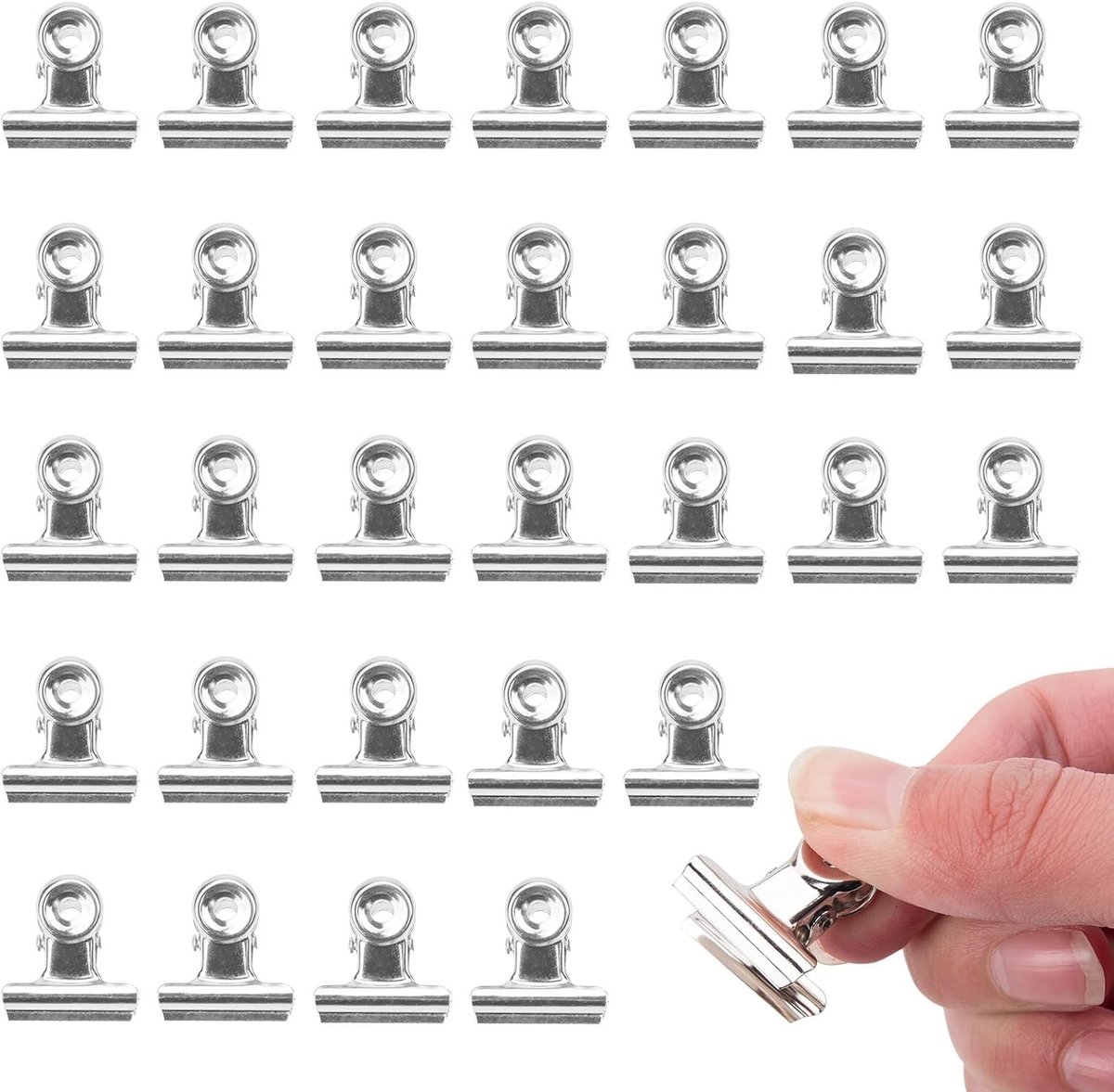 30 Stuks Mini Metalen Letter Clips, 22mm Pocket Sluitclips, Kantoor Klemmen voor Papier en Documenten