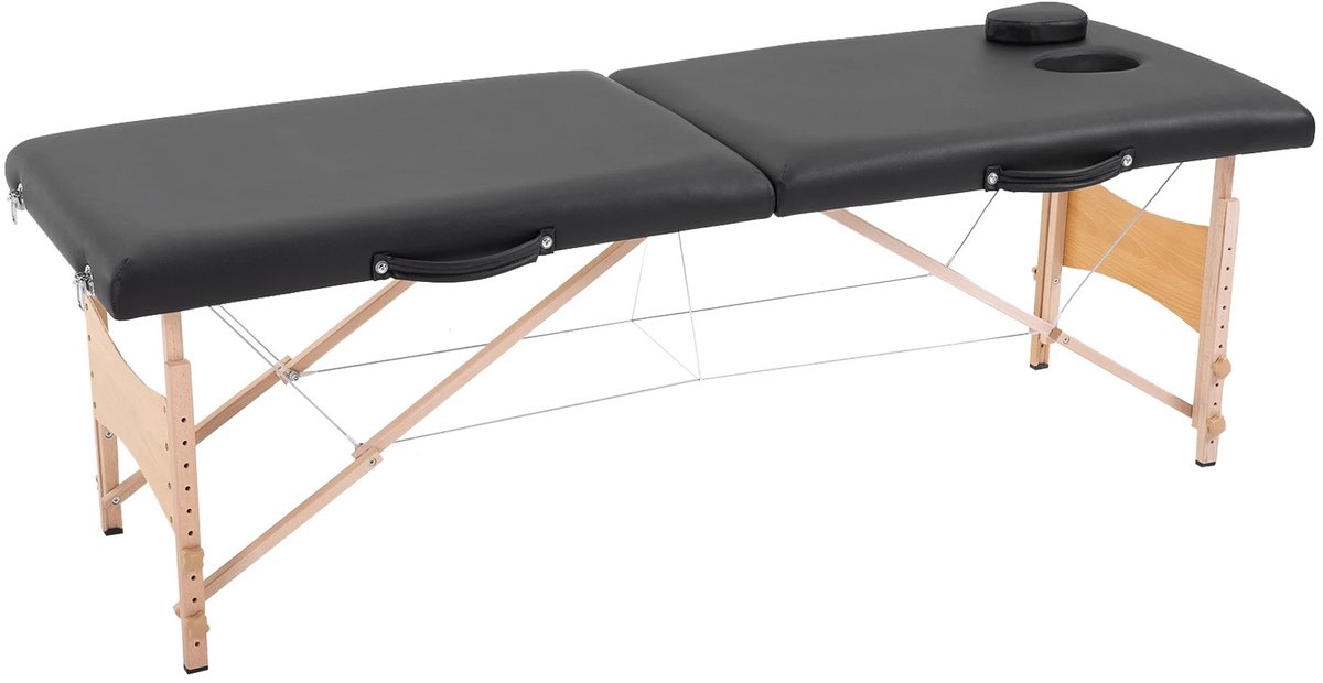 Atlasyx massagetafel - Massage bed - Massagetafel inklapbaar - Behandeltafel - Massagebank - Verstelbaar - 186x60x58-81 cm - Zwart
