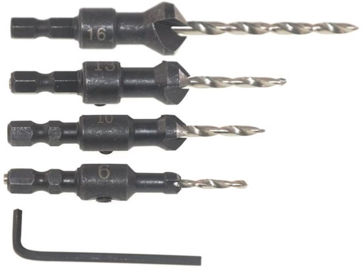 5 Stks Houtbewerking Verzinkboor Set Hole Cutter Afschuinen en Boren Ge?ntegreerde Staal Verzinkboor Inbussleutel 6 10 13 16