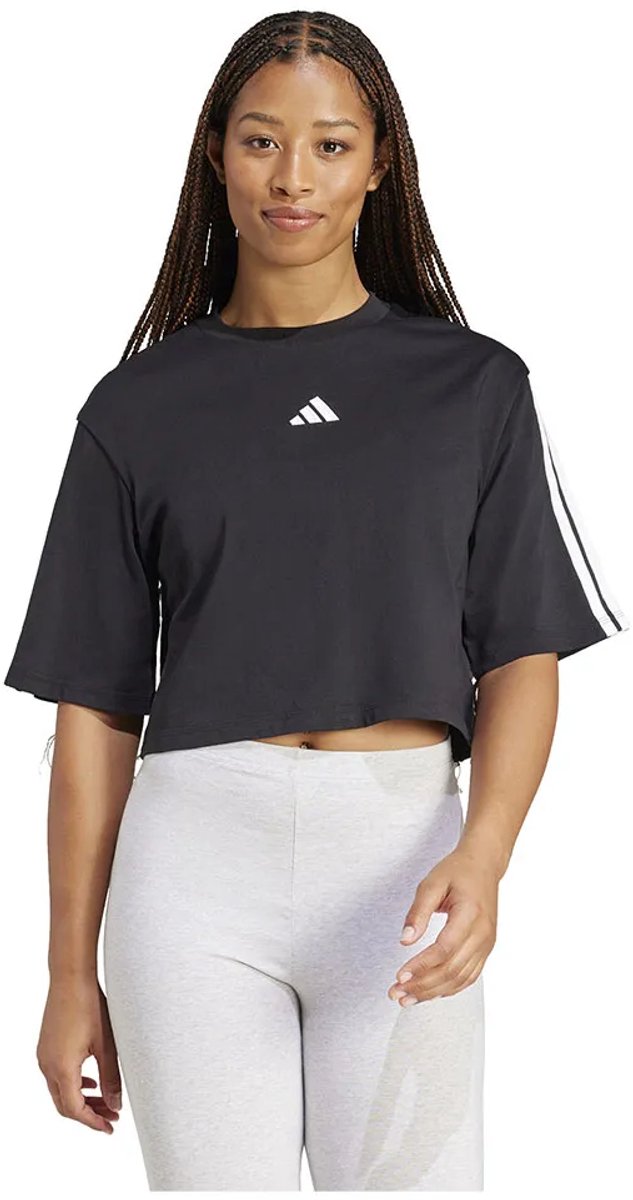 Adidas Essentials 3 Stripes Cotton Loose T-shirt Met Korte Mouwen XS Vrouw Zwart