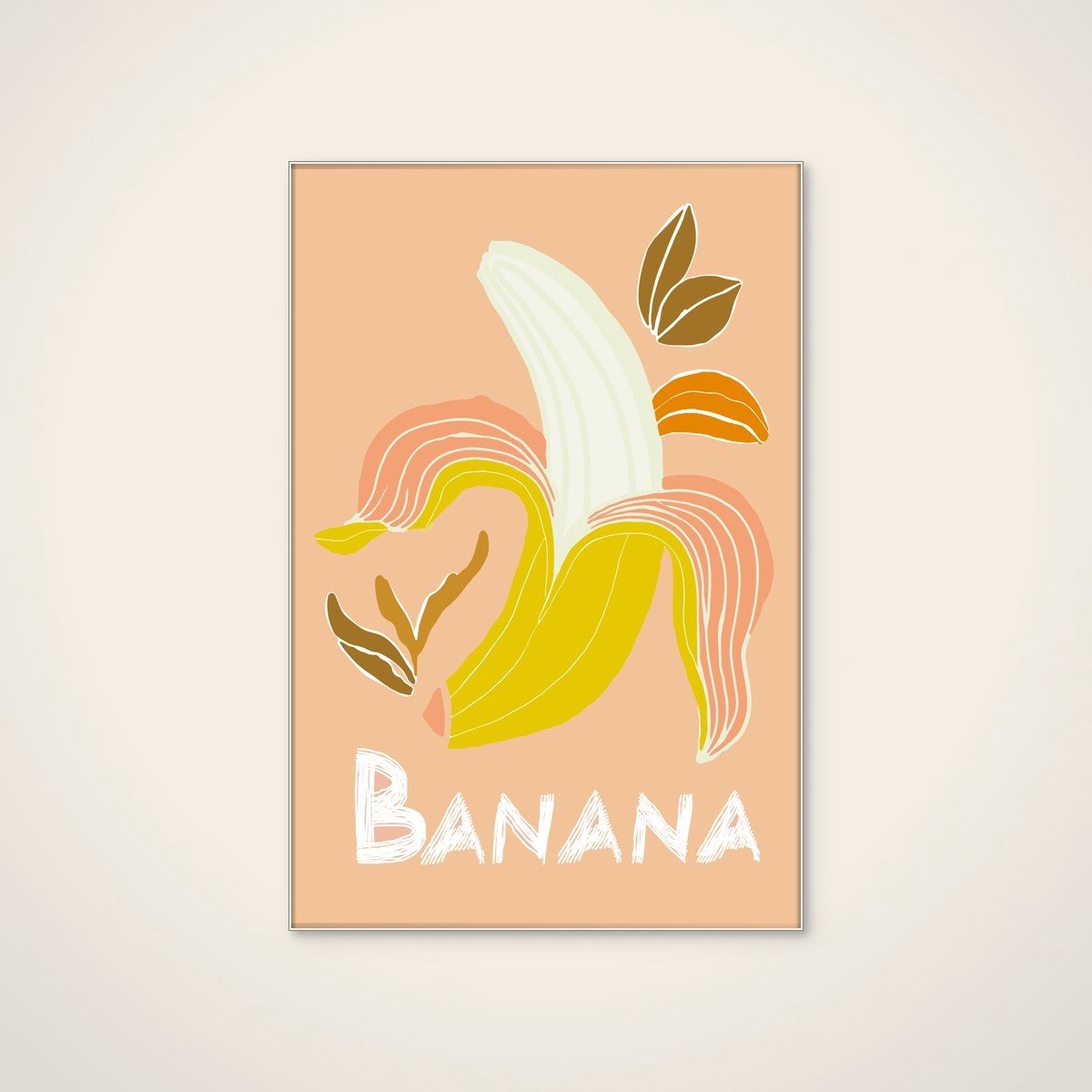Akoestisch schilderij - 60 x 90 cm - Fresh Peeled Banana van casa cartissi - Abstracte wanddecoratie - wit textielframe