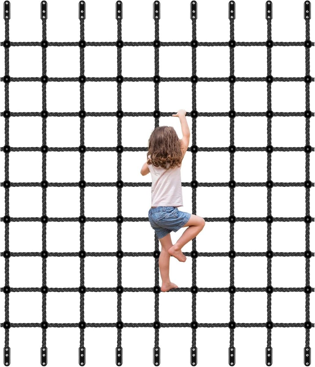 Kinderen Klimnet 200 x 200 cm voor Speelkamer, Veilig Nylon Touwnet voor Klimwand, Schommelset en Boomhuis Obstakelbaan